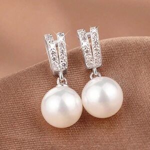 Elegant Silver Pearl Drop Earrings